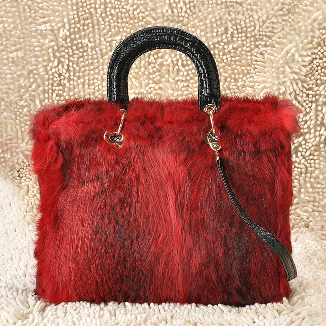 replica jumbo lady dior rabbit hair bag 6322 red